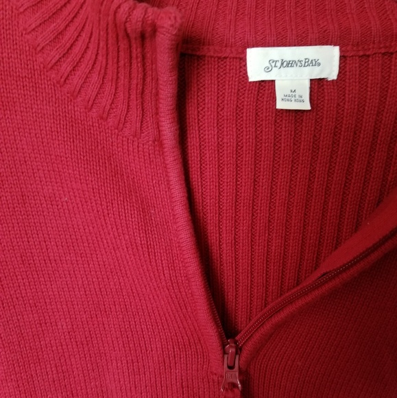 St. John's Bay Red Half-zipped Sweater Medium - Picture 3 of 4
